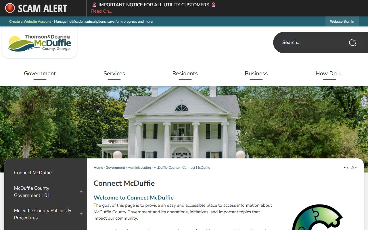 McDuffie County Clerk of Superior Court Connect McDuffie open records page