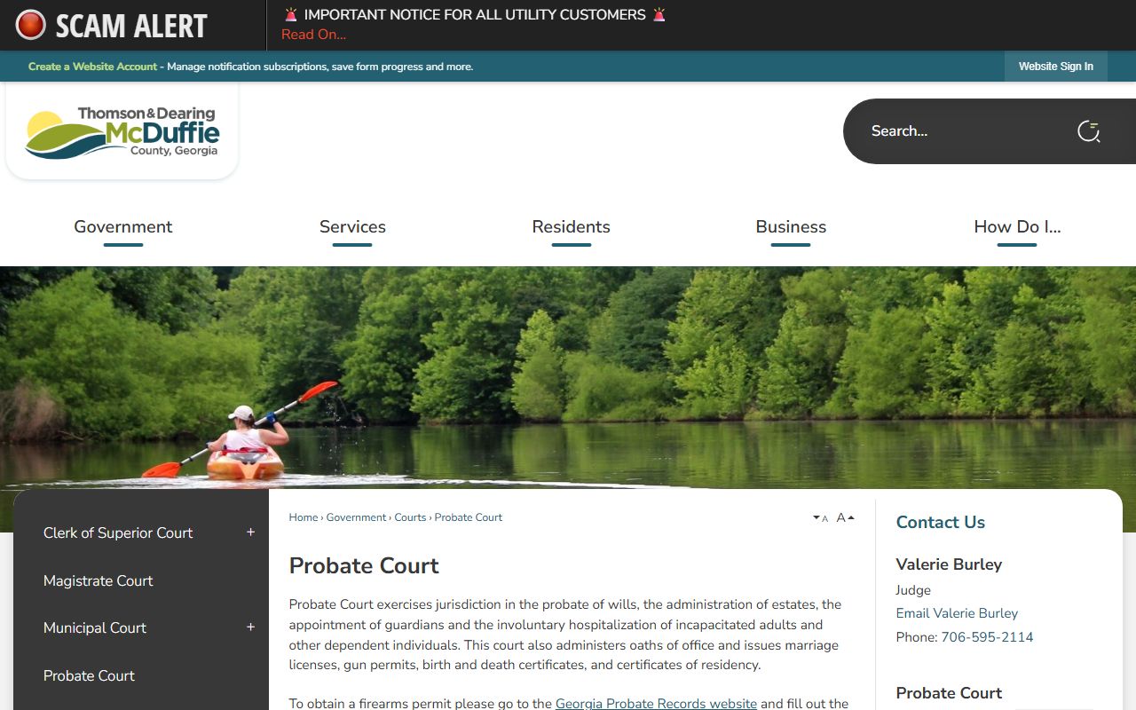 McDuffie County probate records Probate Court page