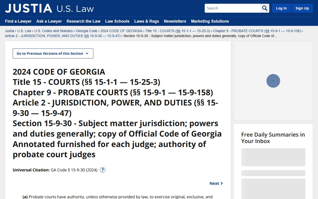 McDuffie County probate records Georgia probate jurisdiction statute