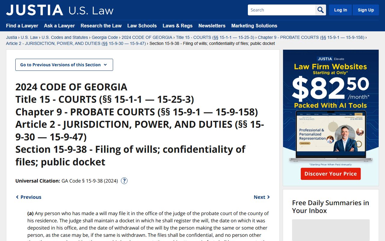 McDuffie County probate records Georgia will safekeeping statute