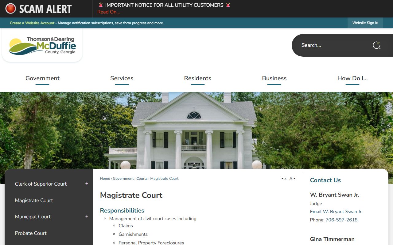 McDuffie County warrant records Magistrate Court source